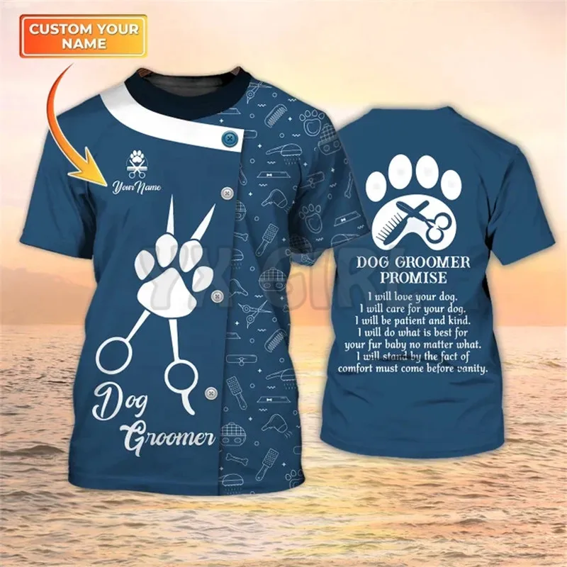 Men'S Grooming Salon - Zomer Hondentrimmer Belofte 3D T-shirt Trimservice