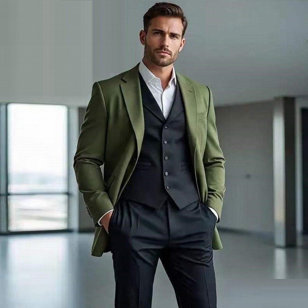 Men'S Grooming For Wedding - Modieuze, legergroene en zwarte, formele herenpakken