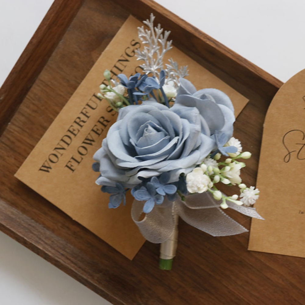 Men'S Grooming For Wedding - Blauwe Bruiloft Lint Pols Corsage Boutonnière
