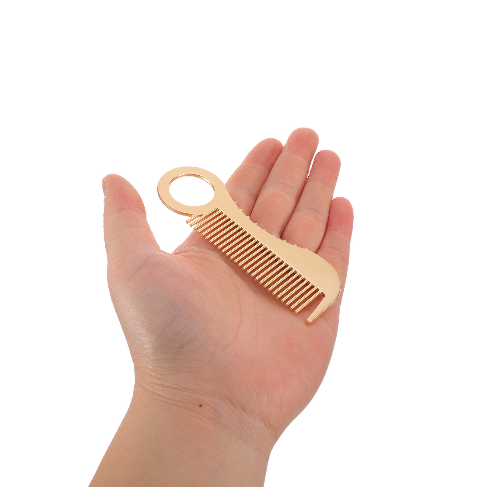 Comb Fine Tooth - Mini-zakborstel voor baard, metalen zilverkleurige antistatische