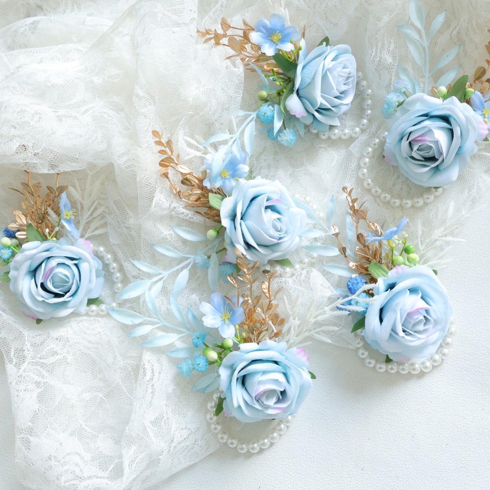 Blauwe pols corsage en boutonn - Men'S Grooming For Wedding recensie en prijs